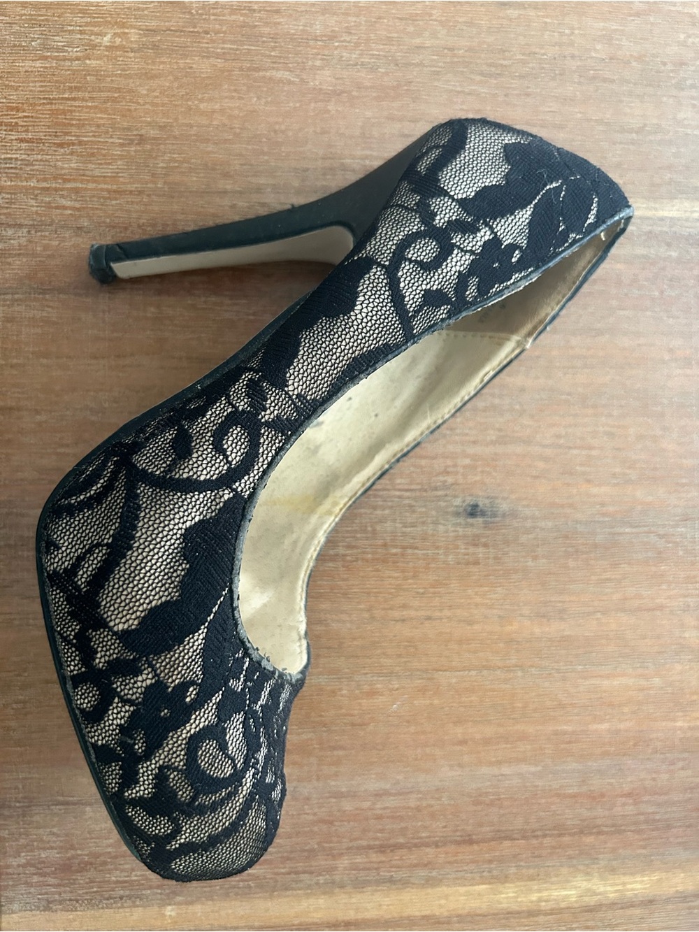Black Lace High Heel Pumps for Women